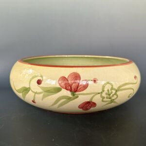 Vintage Parisian Ceramic Serving Bowl Limited Edition Hand Painted Green Yellow